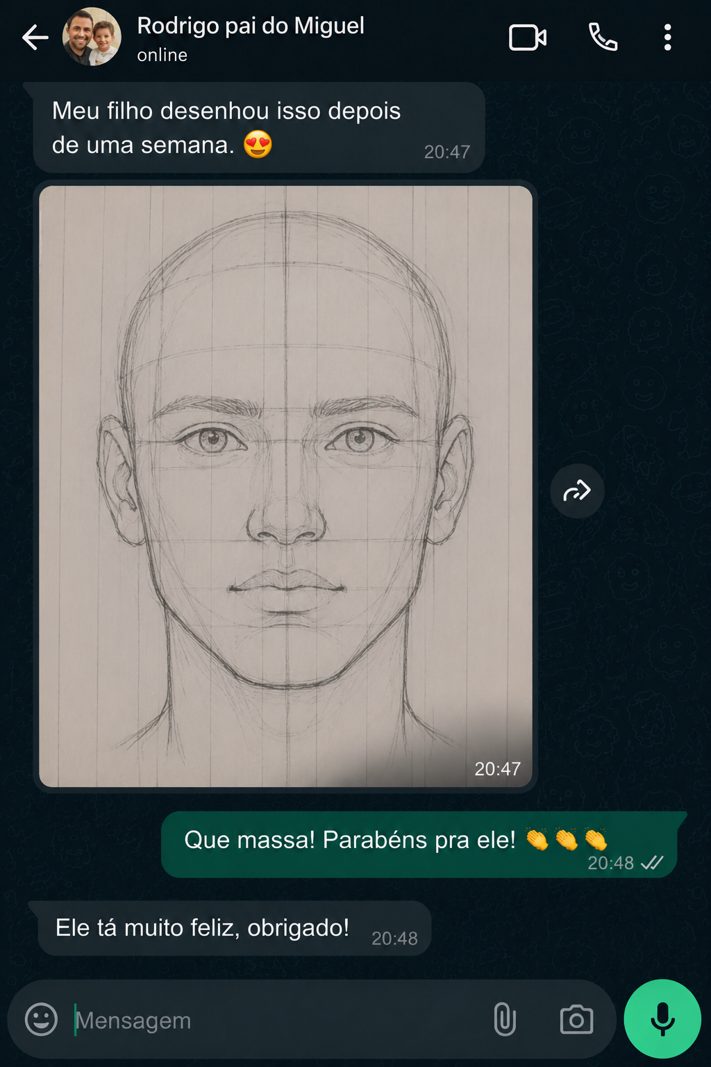 Antes e depois — aluno 1