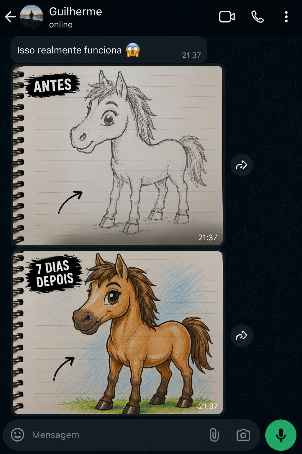 Antes e depois — aluno 7
